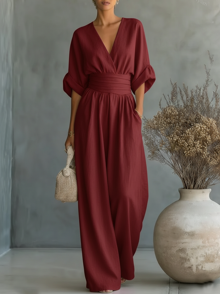 Eva | Combinaison élégante à encolure en V et taille haute