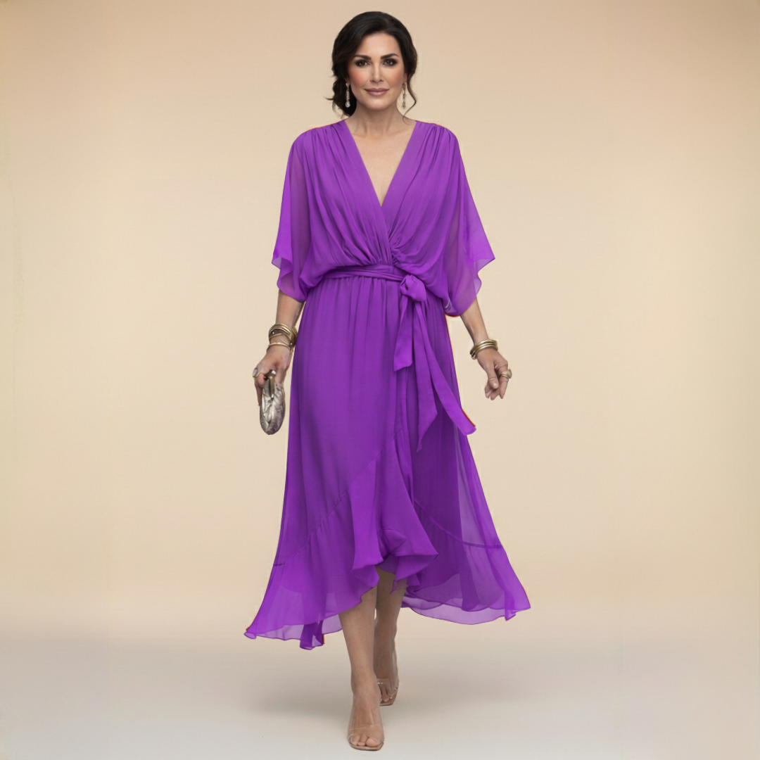 Élise | Robe en chiffon à décolleté V