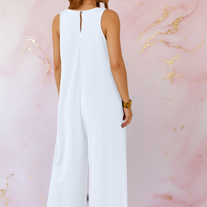 Combinaison Confortable Avec Encolure En V & Jambes Larges