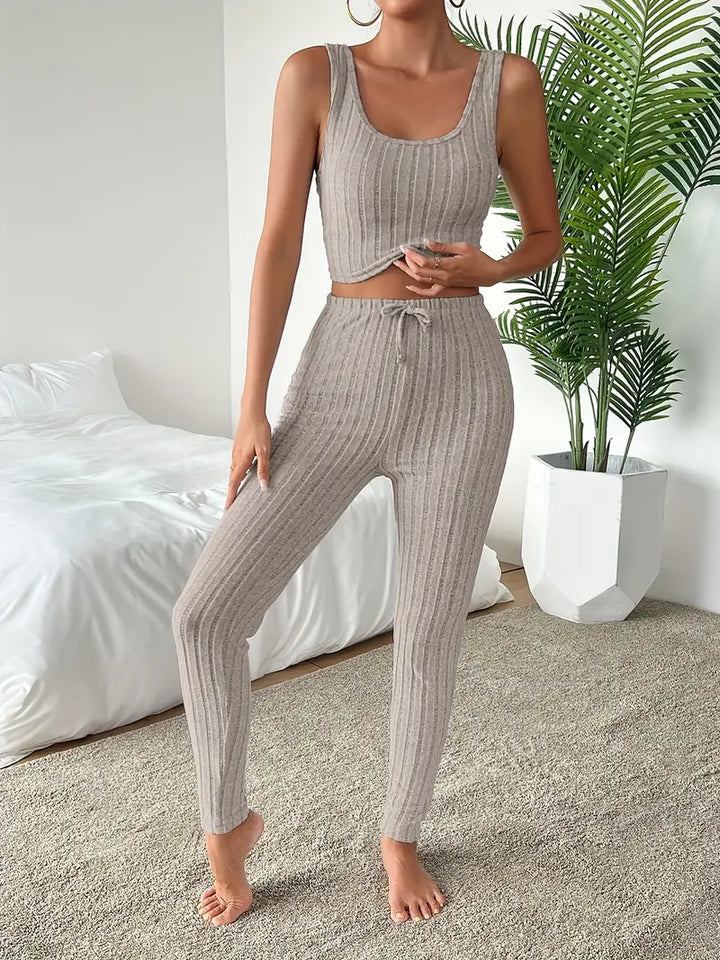 Ensemble 3 Pièces En Tricot Côtelé