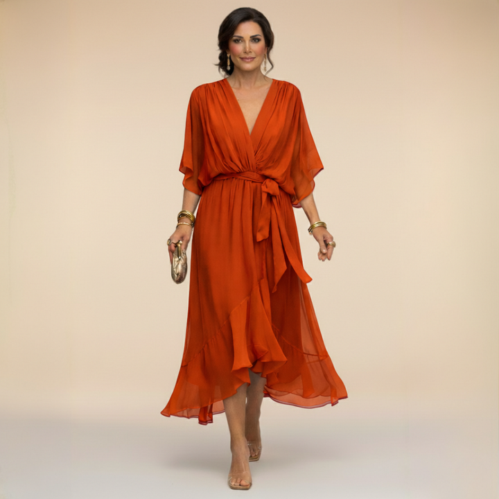 Élise | Robe en chiffon à décolleté V