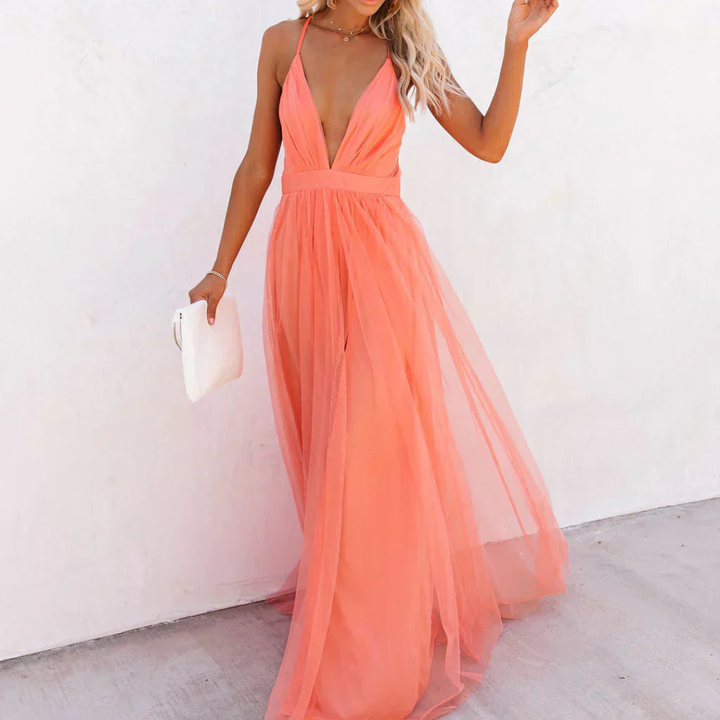Camille | Robe Maxi Lumière Corail
