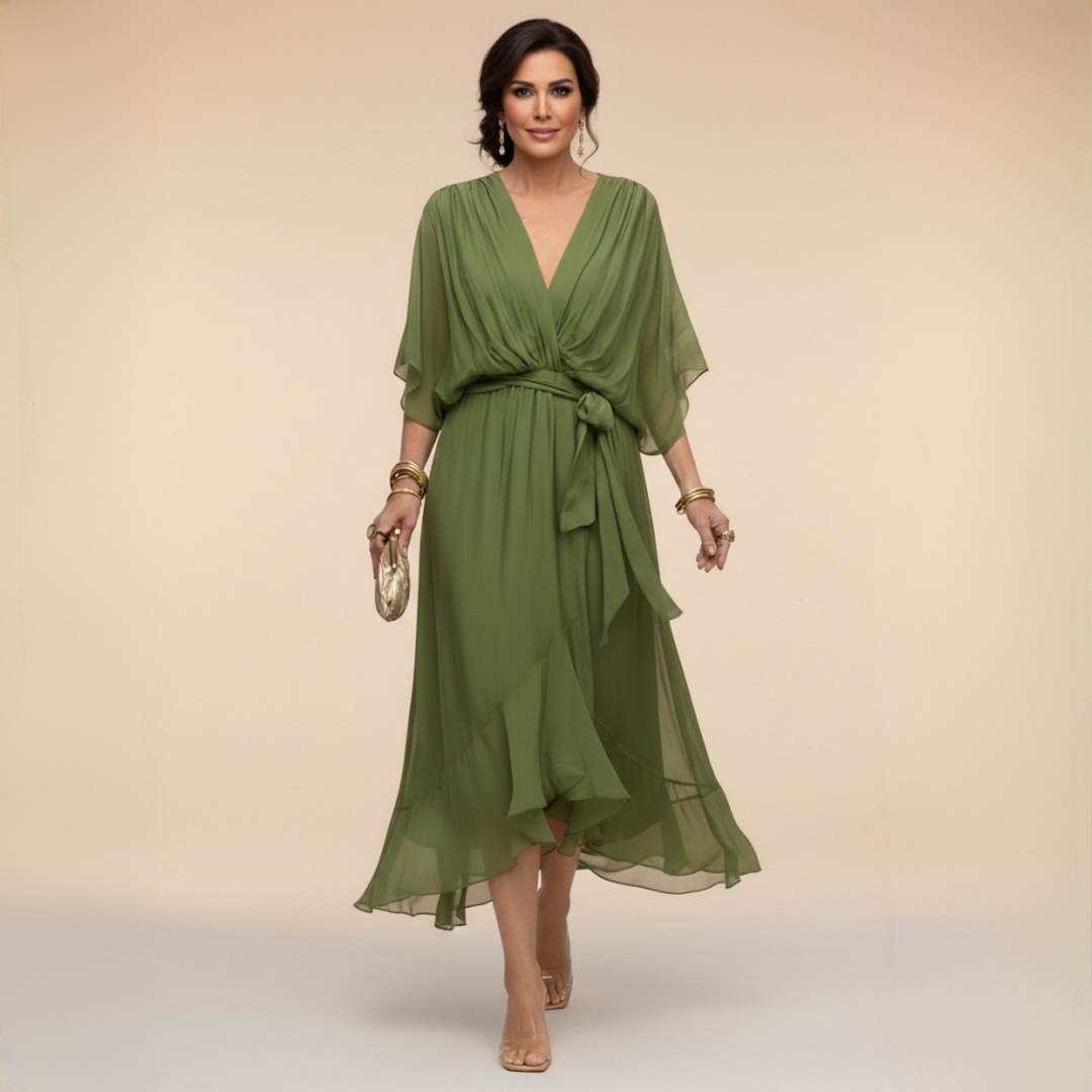 Élise | Robe en chiffon à décolleté V