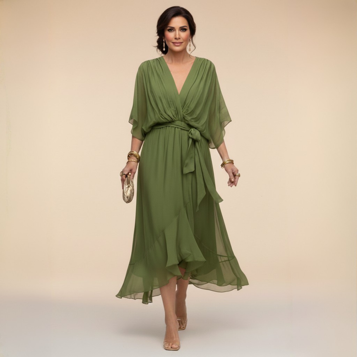 Élise | Robe en chiffon à décolleté V