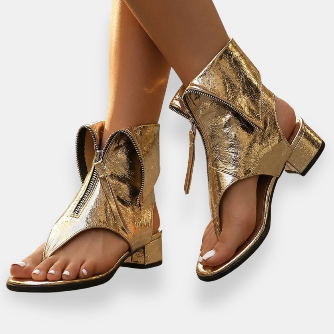 Antoinette | Sandales métallisées à zip