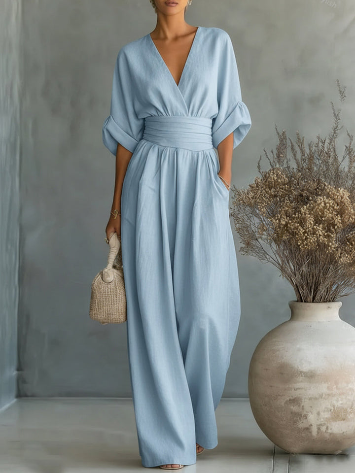 Eva | Combinaison élégante à encolure en V et taille haute