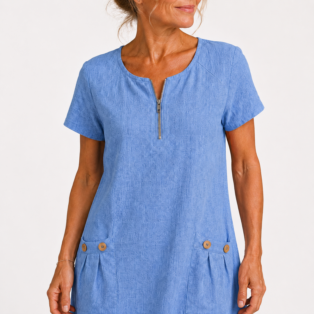 Sandra - Robe décontractée en coton et lin