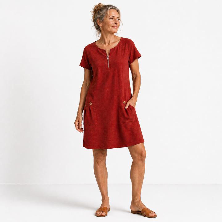 Sandra - Robe décontractée en coton et lin