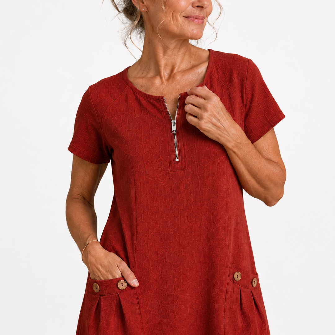 Sandra - Robe décontractée en coton et lin