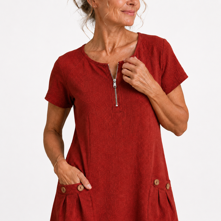 Sandra - Robe décontractée en coton et lin