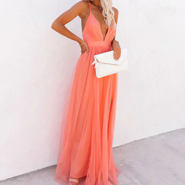 Camille | Robe Maxi Lumière Corail