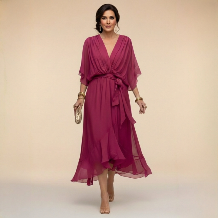 Élise | Robe en chiffon à décolleté V