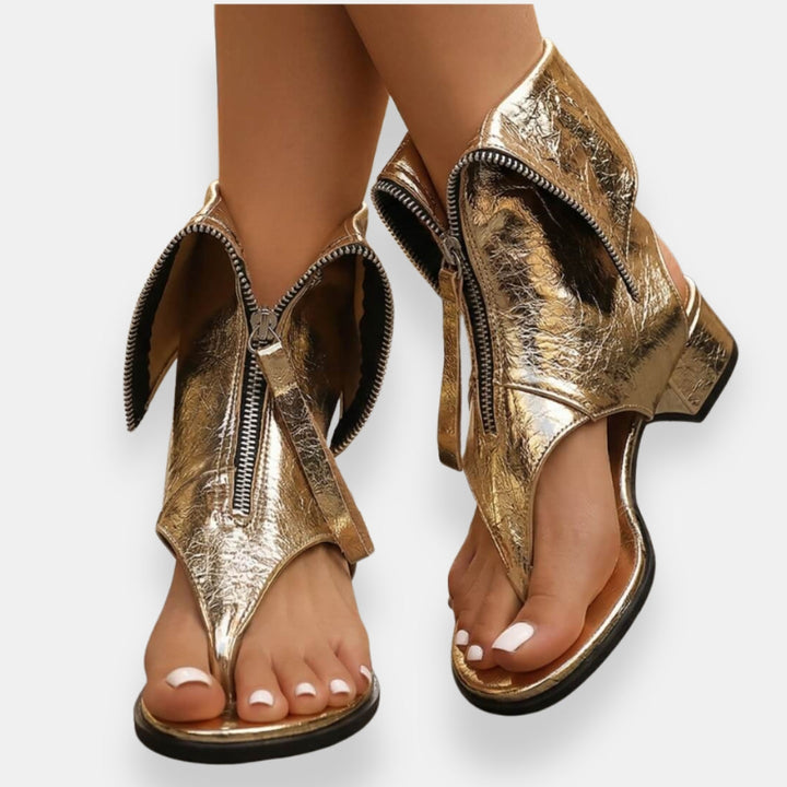 Antoinette | Sandales métallisées à zip