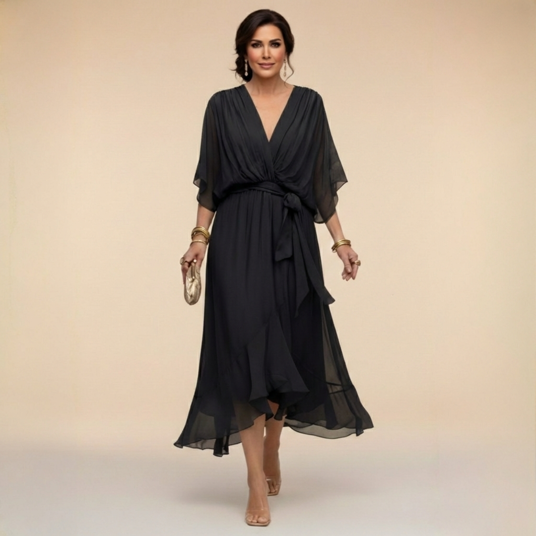 Élise | Robe en chiffon à décolleté V