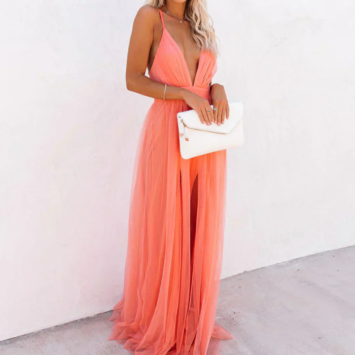 Camille | Robe Maxi Lumière Corail