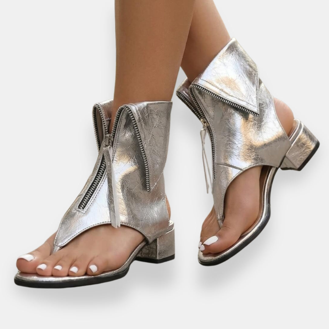 Antoinette | Sandales métallisées à zip