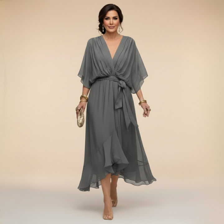 Élise | Robe en chiffon à décolleté V