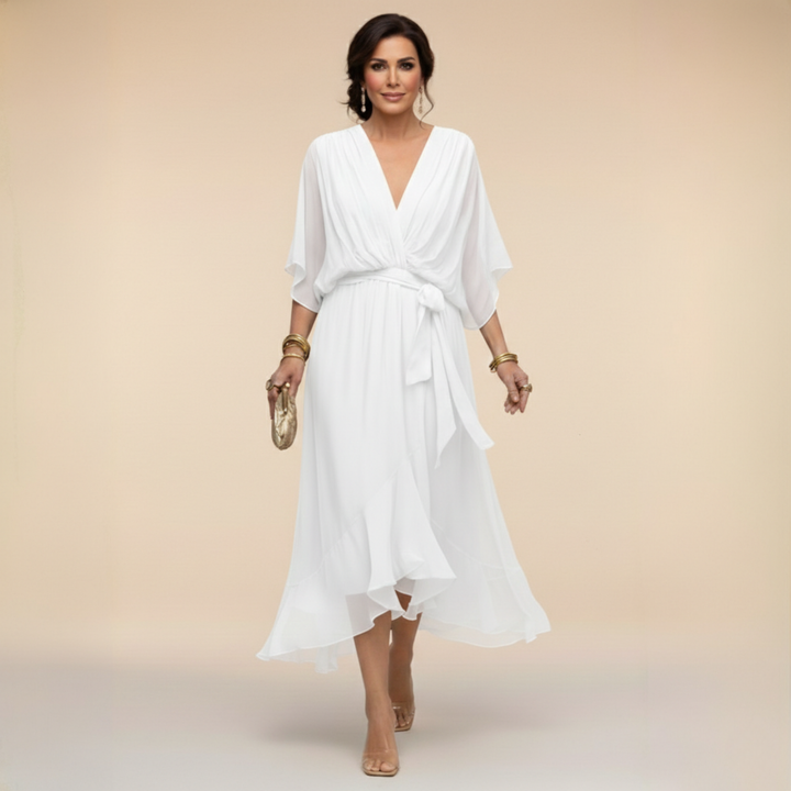 Élise | Robe en chiffon à décolleté V