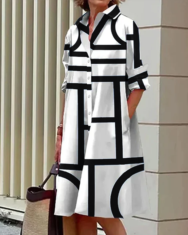 Camille - Robe Avec Poches Et Imprimé Géométrique