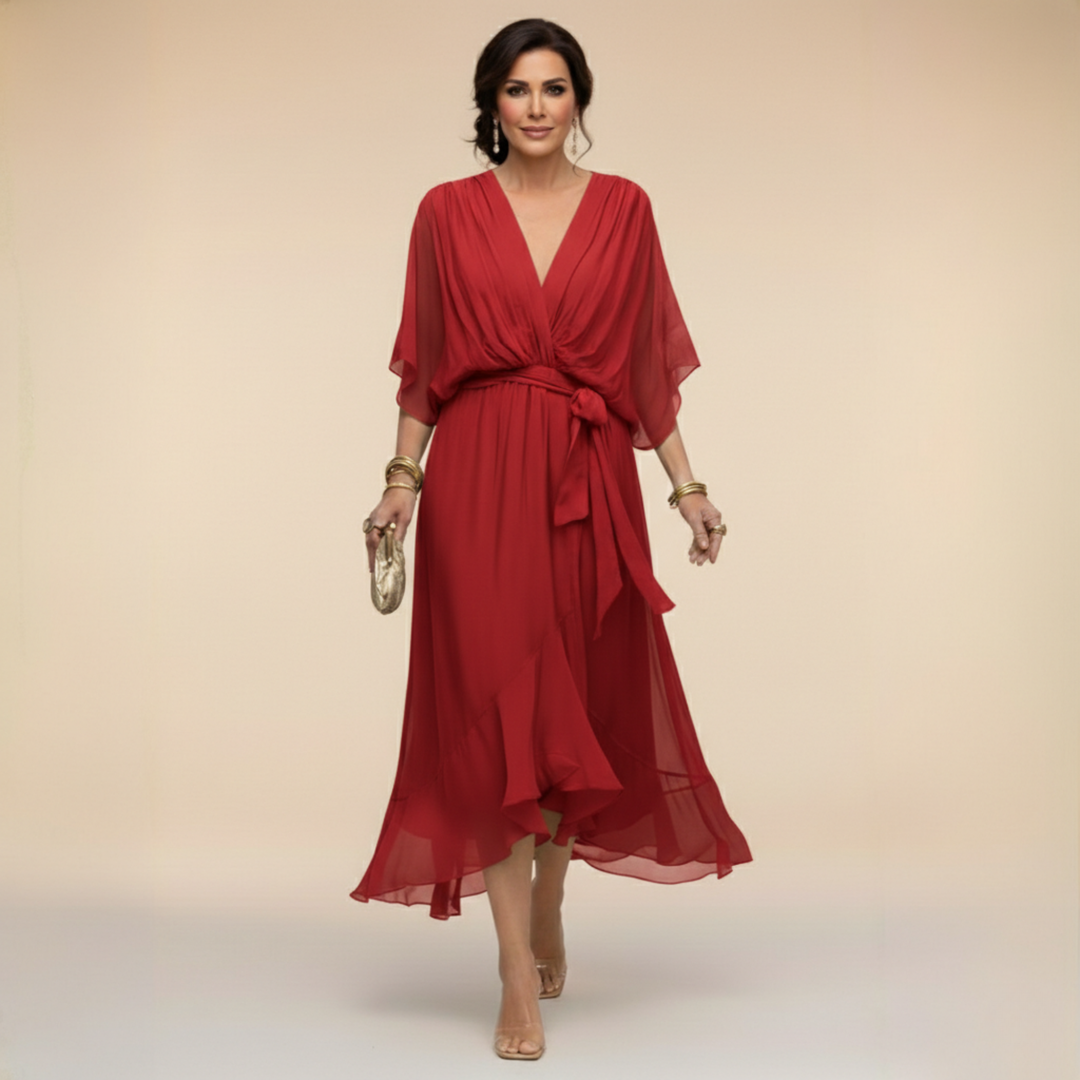 Élise | Robe en chiffon à décolleté V