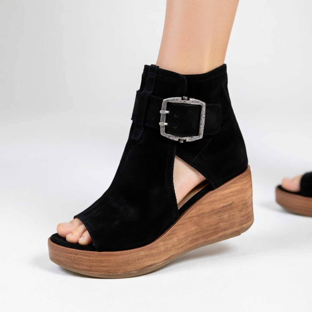 Ophelia - Bottines compensées ouvertes style moderne