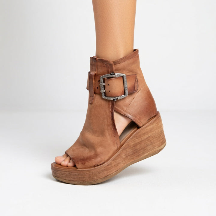 Ophelia - Bottines compensées ouvertes style moderne