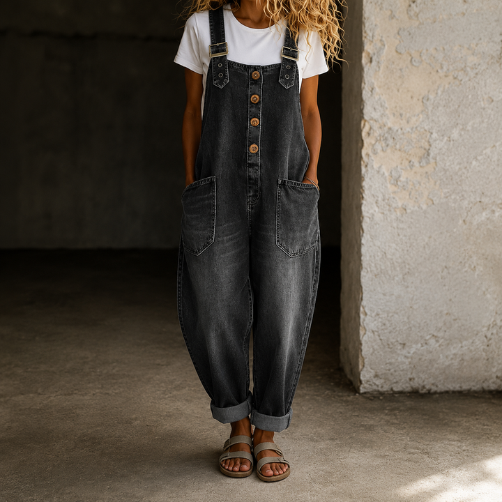 Carmen - Mono vintage met een denimlook van zachte katoen met verstelbare schouderbanden