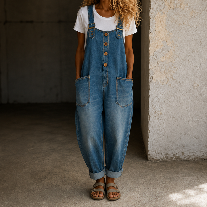 Carmen - Mono vintage met een denimlook van zachte katoen met verstelbare schouderbanden