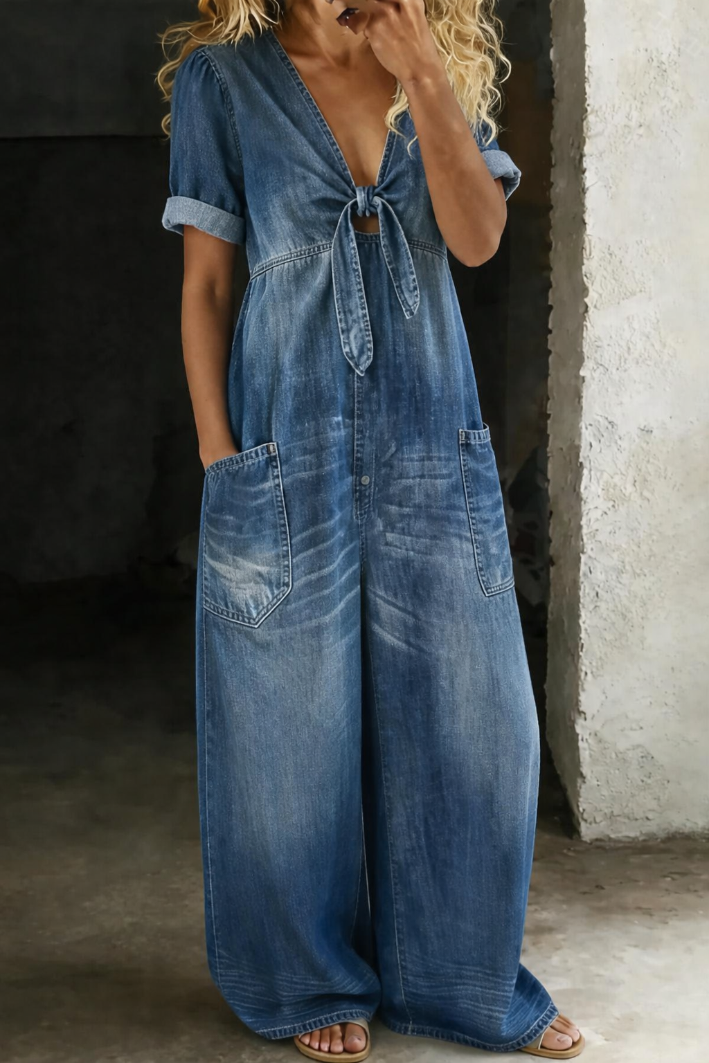 Marianne | Combinaison denim col V