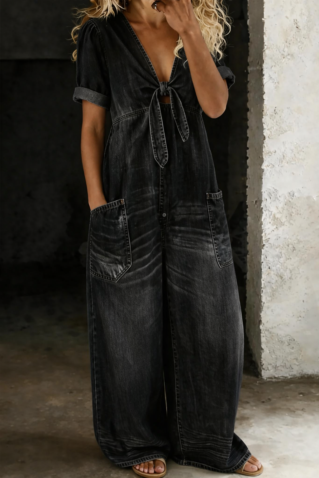 Marianne | Combinaison denim col V