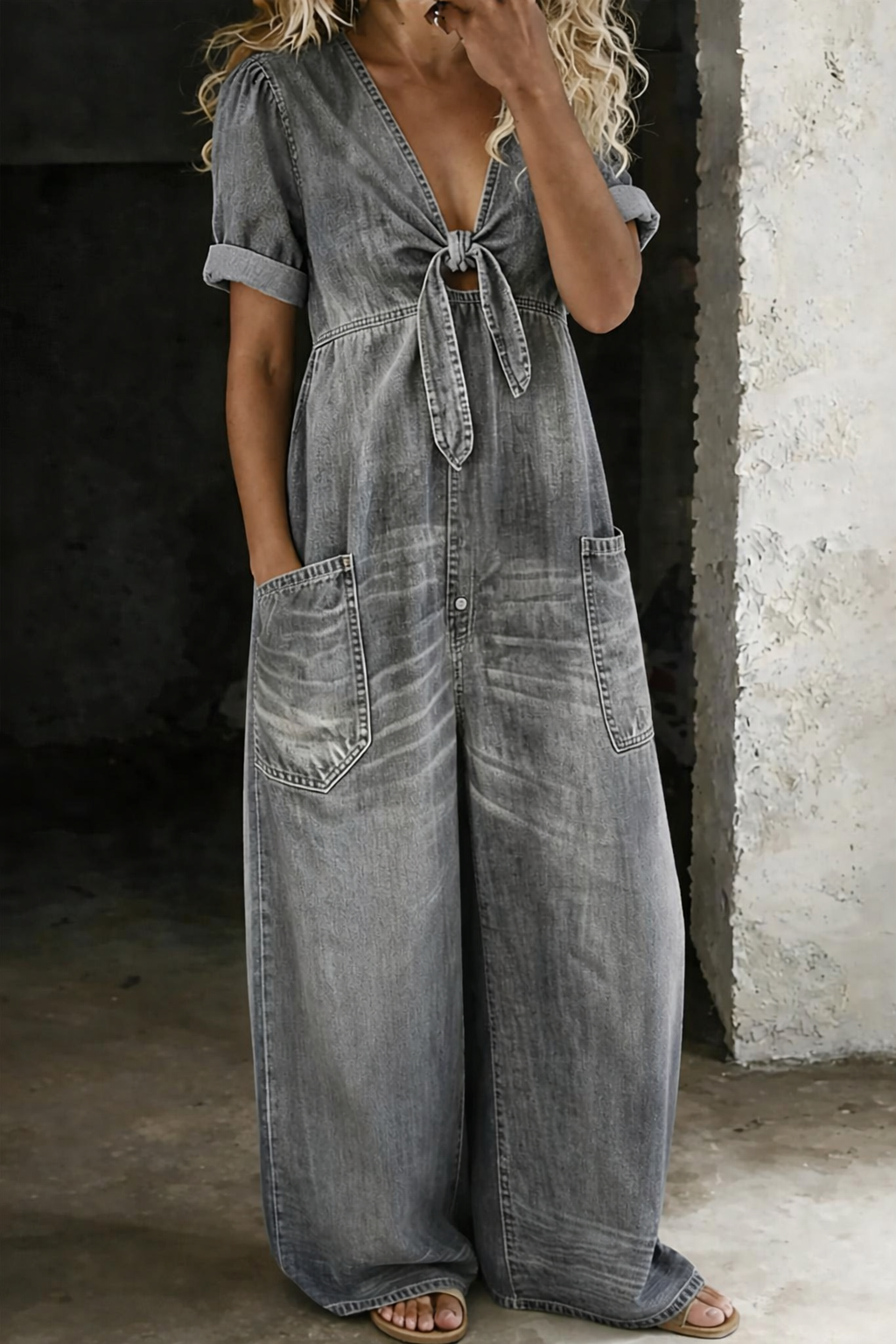 Marianne | Combinaison denim col V