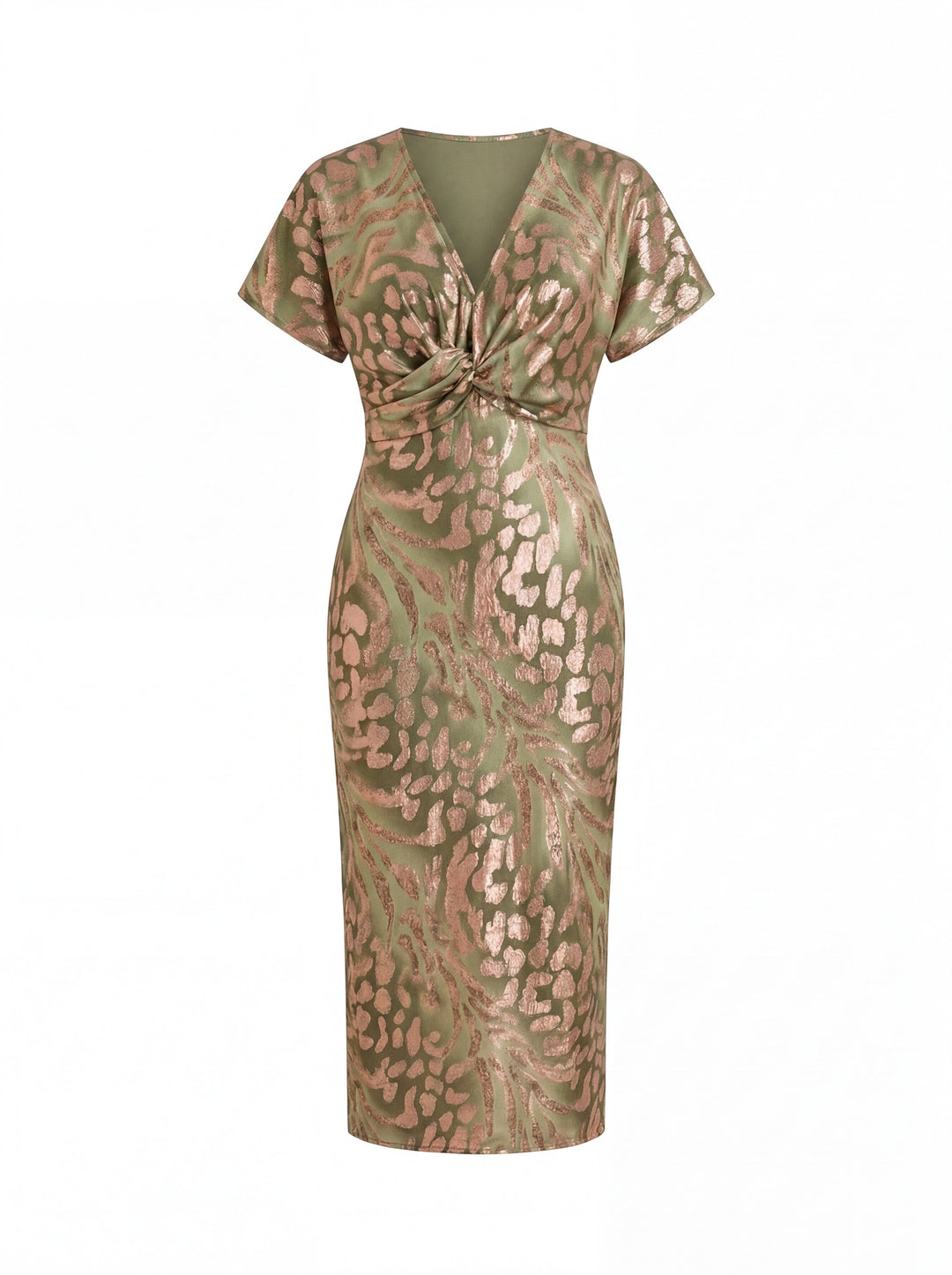 Calandra | Robe Élégante Imprimé Raffiné Taille Nouée