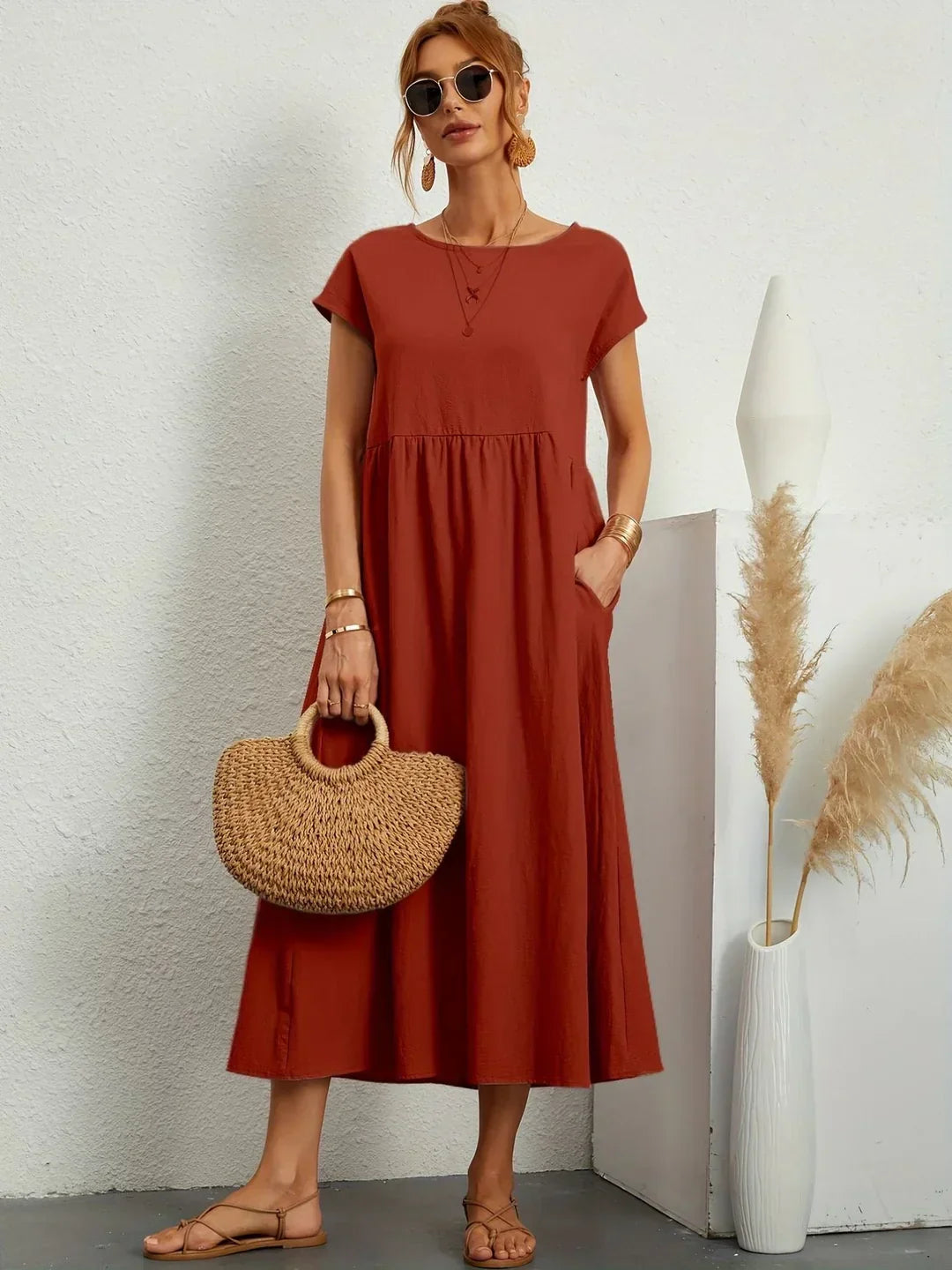 Rosalie || Robe Légère En Coton Doux Avec Poches