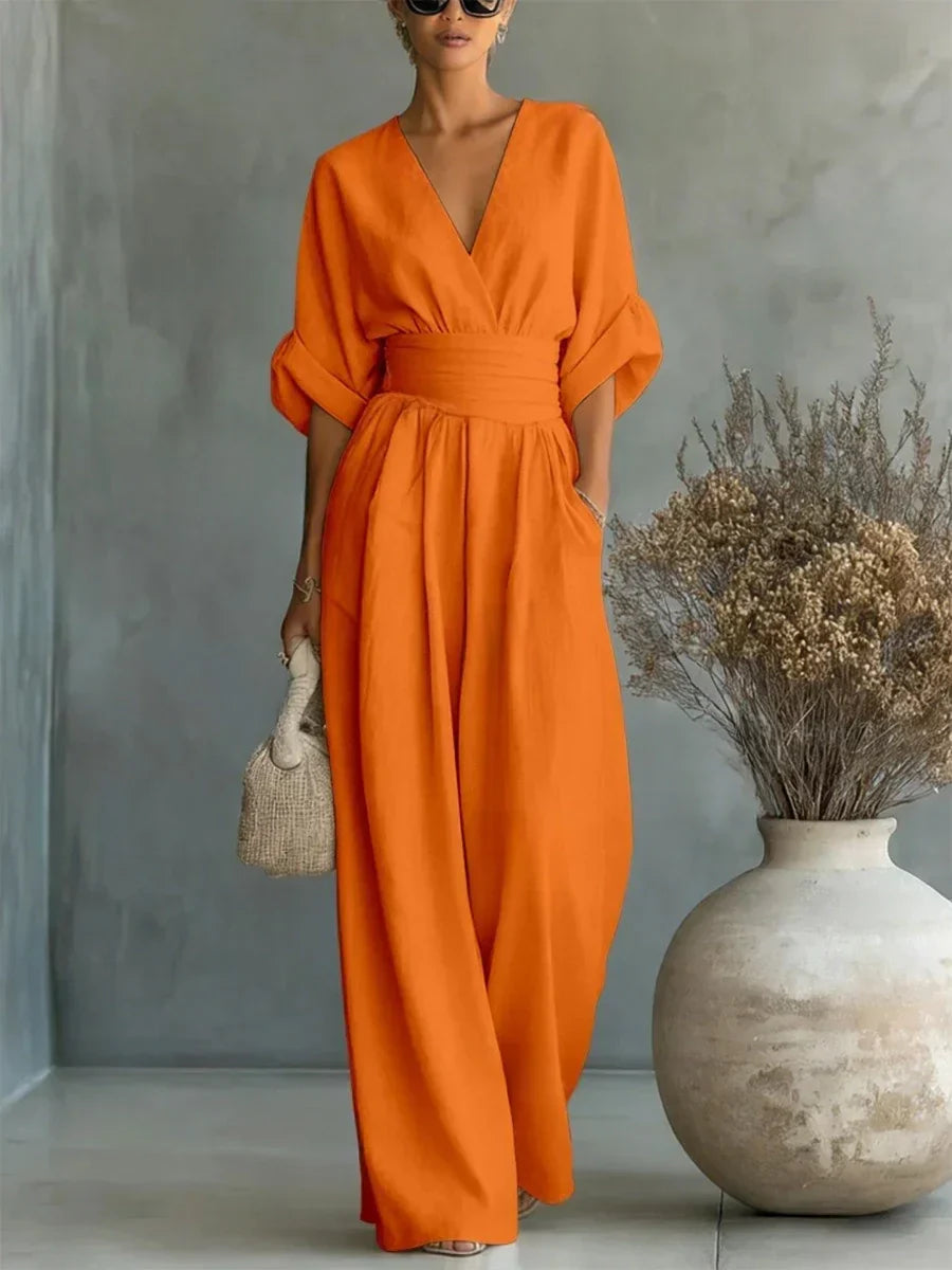 Eva | Combinaison élégante à encolure en V et taille haute
