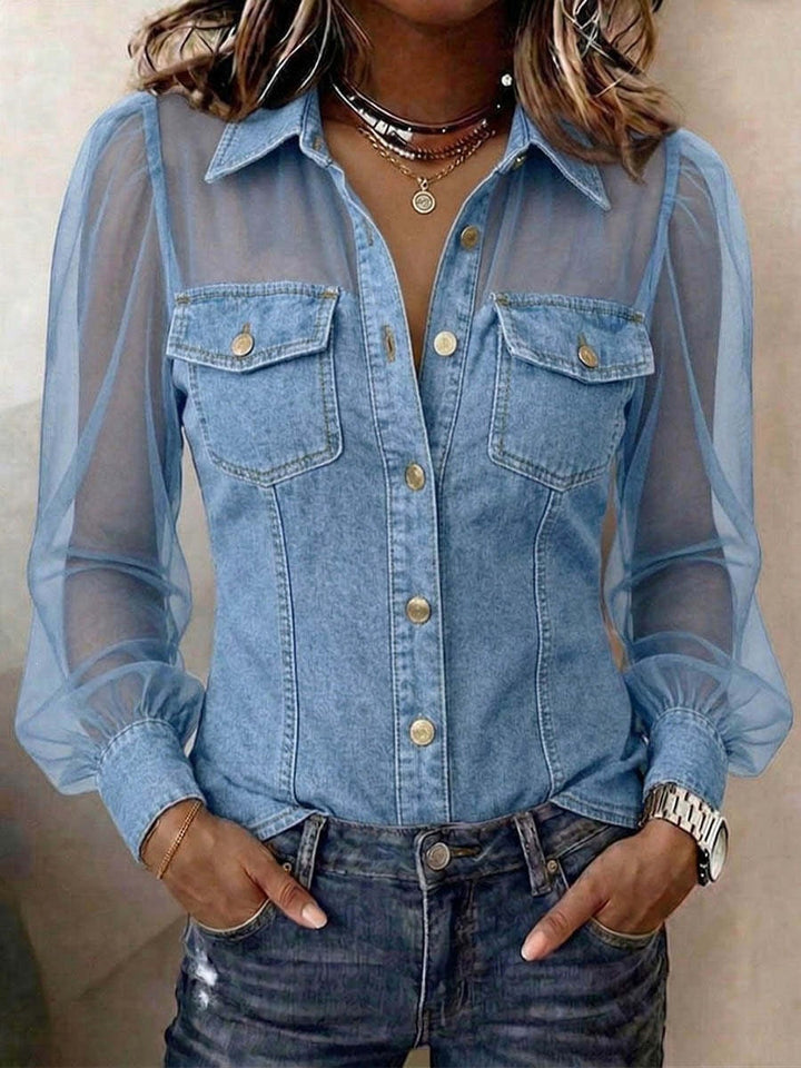 Marian | Blouse Élégante à Effet Denim