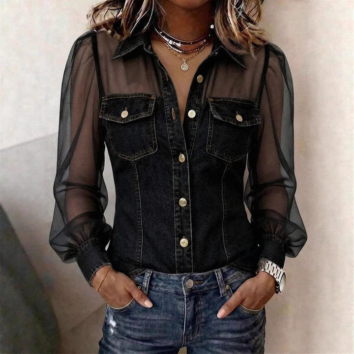 Marian | Blouse Élégante à Effet Denim