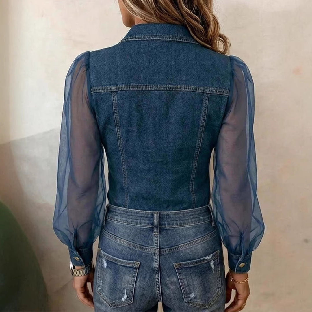 Marian | Blouse Élégante à Effet Denim