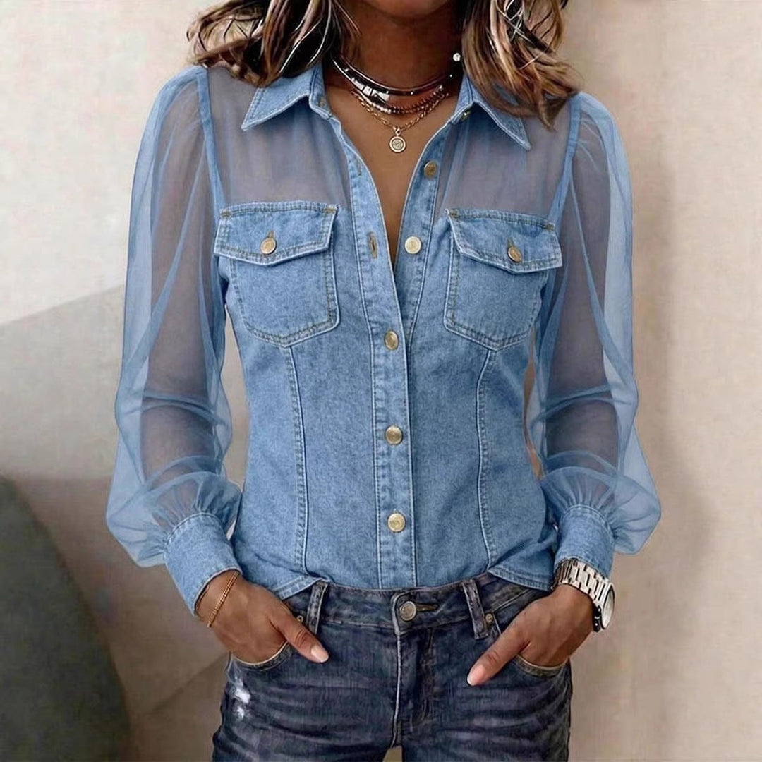 Marian | Blouse Élégante à Effet Denim