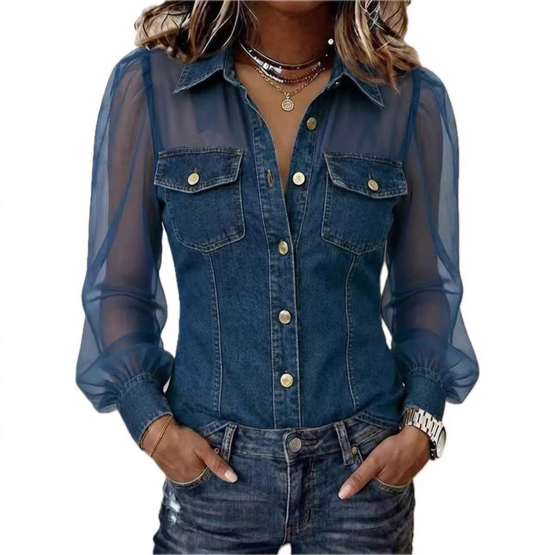 Marian | Blouse Élégante à Effet Denim