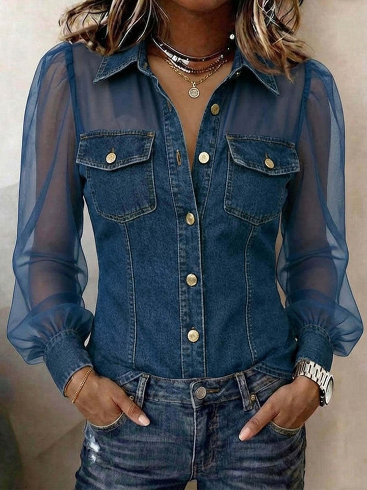 Marian | Blouse Élégante à Effet Denim