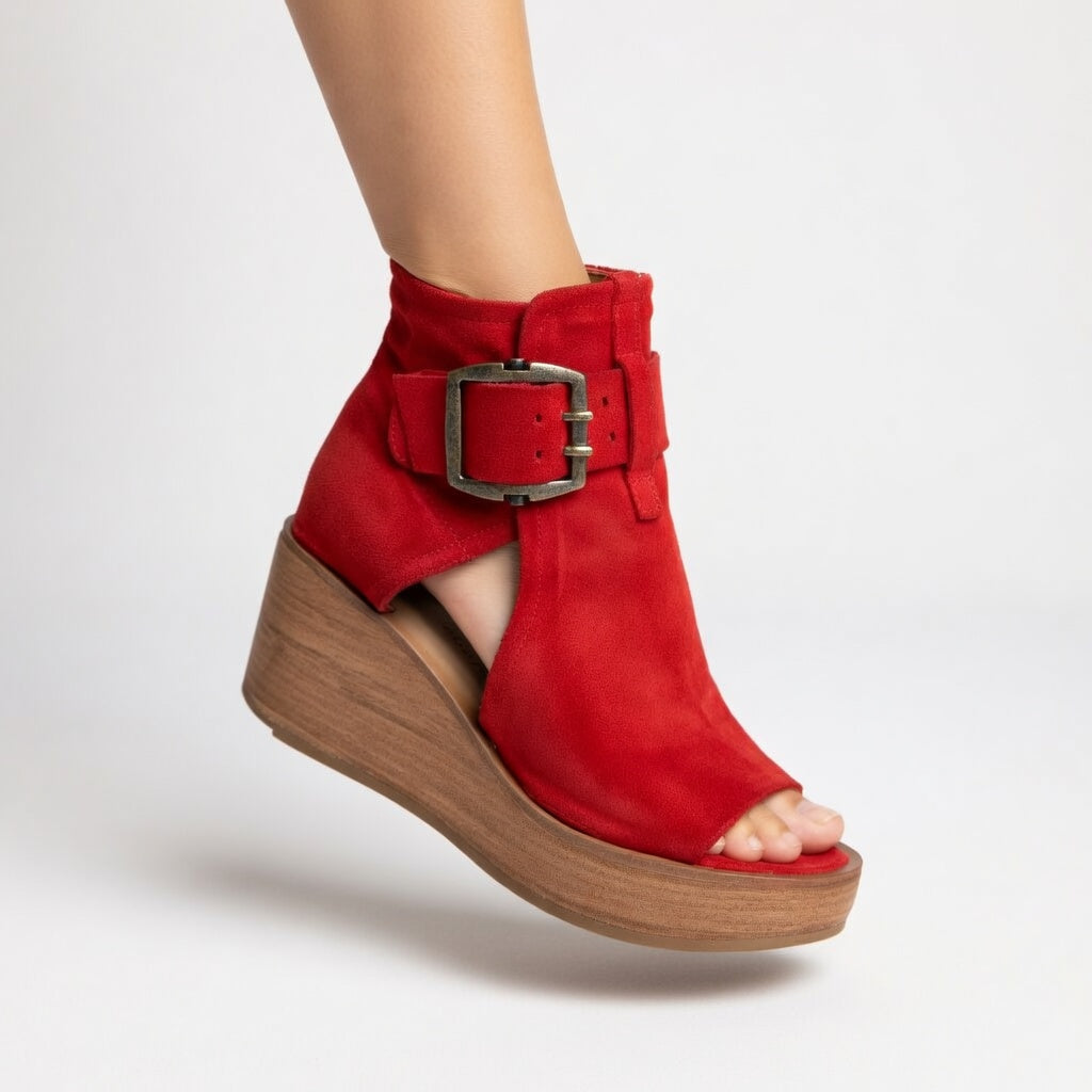 Ophelia - Bottines compensées ouvertes style moderne