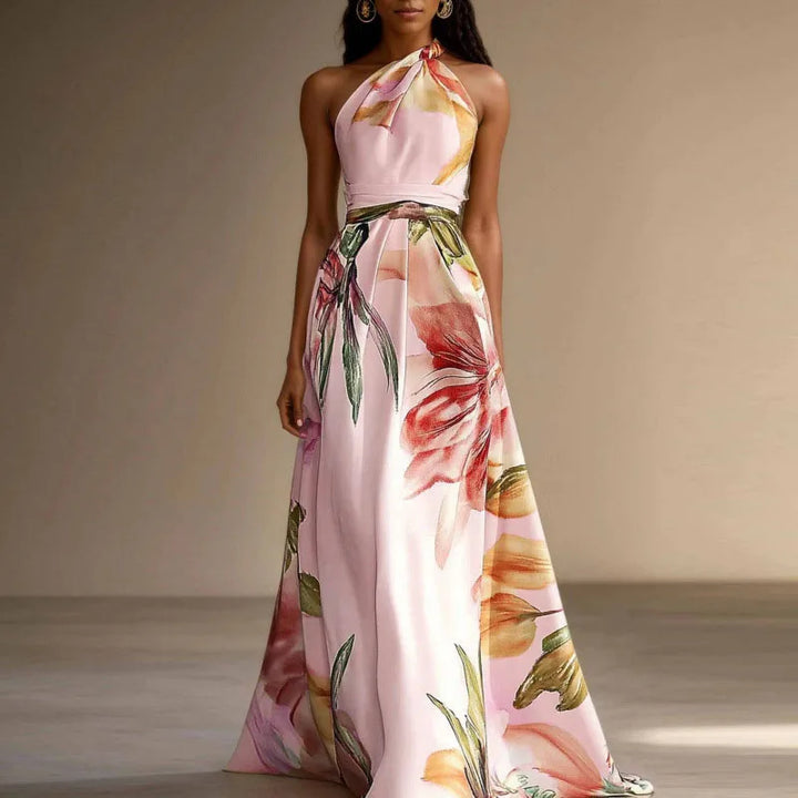 Liora | Robe Maxi Fleurie À Col Halter