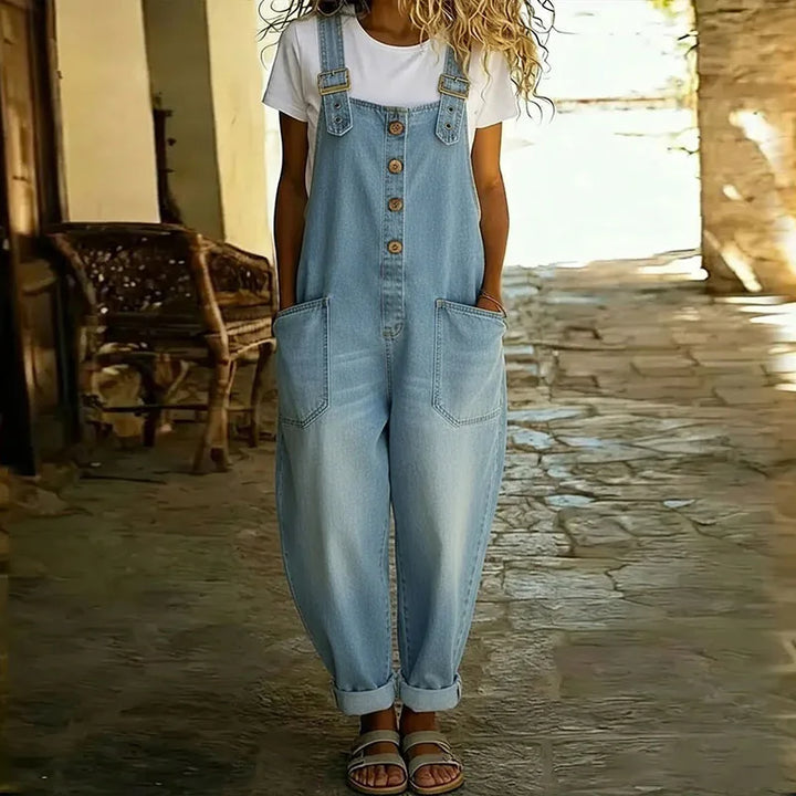 Carmen - Mono vintage met een denimlook van zachte katoen met verstelbare schouderbanden