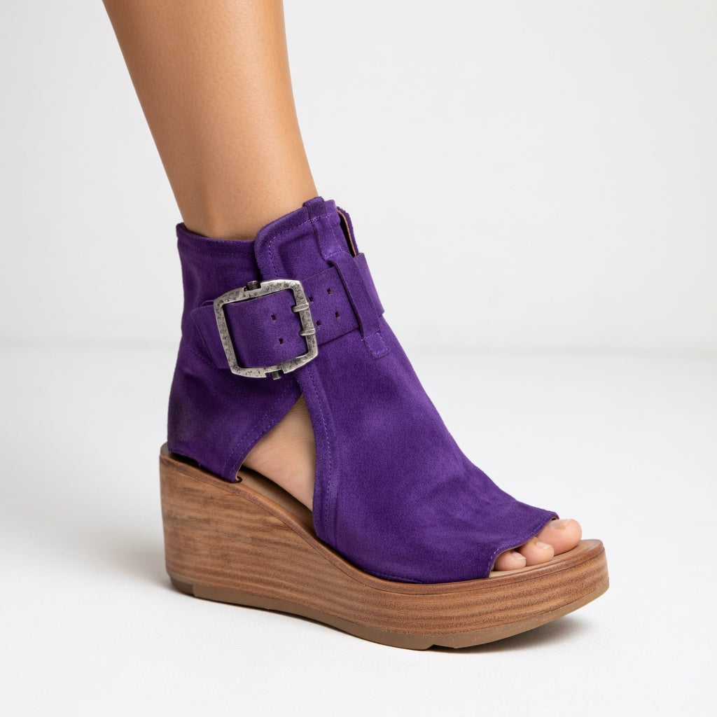 Ophelia - Bottines compensées ouvertes style moderne
