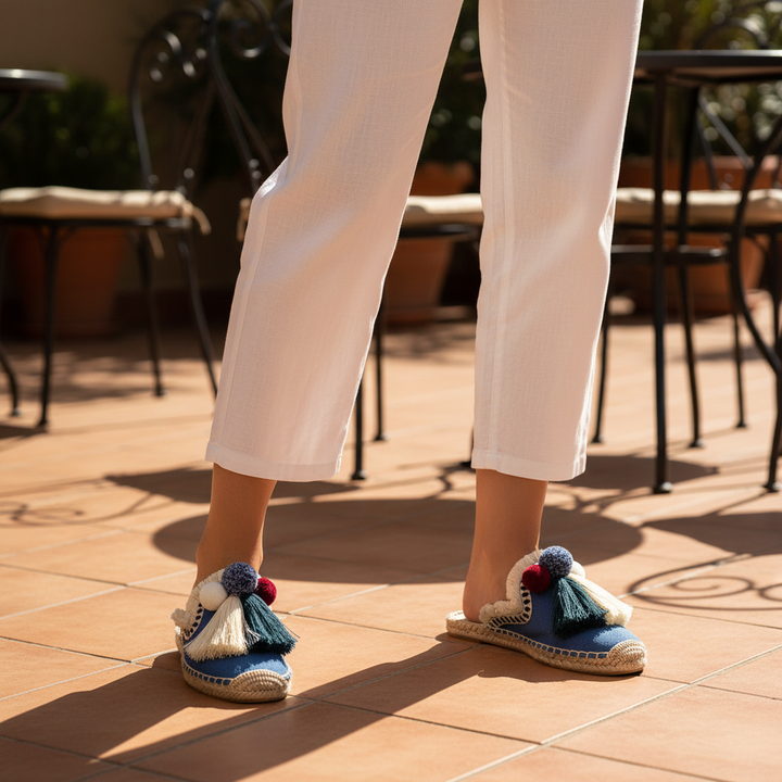 Mules Ibiza À Pompons Tressés