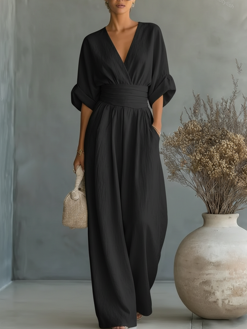 Eva | Combinaison élégante à encolure en V et taille haute