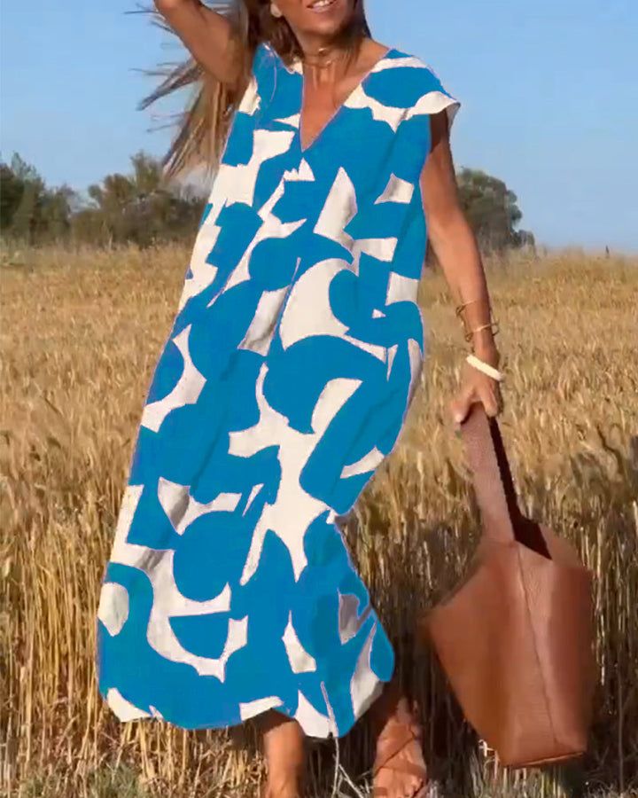 Robe avec imprimé et col en V