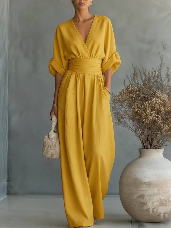 Eva | Combinaison élégante à encolure en V et taille haute