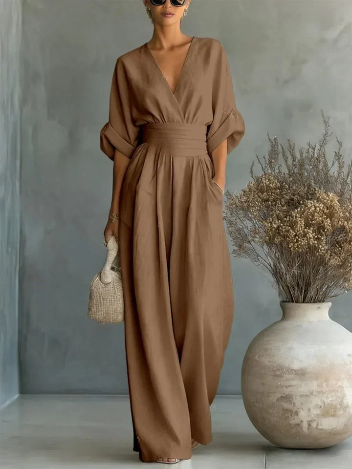 Eva | Combinaison élégante à encolure en V et taille haute