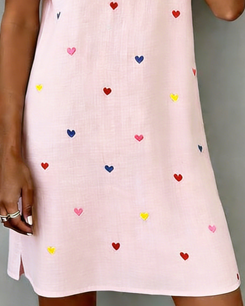 Robe Colorée À Imprimé Cœur Et Col En V